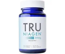 TRU NIAGEN Patented NAD+ Supplement for Anti Aging and Cell Regeneration, 300 mg Niagen, 30 Servings | Supports Cellular Energy, Brain, Muscle | Nicotinamide Riboside (NR) Take 1 Daily | 1 Bottle