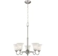 HON8115A Creekford 5-Light Brushed Nickel Chandelier with Frosted Glass Shades