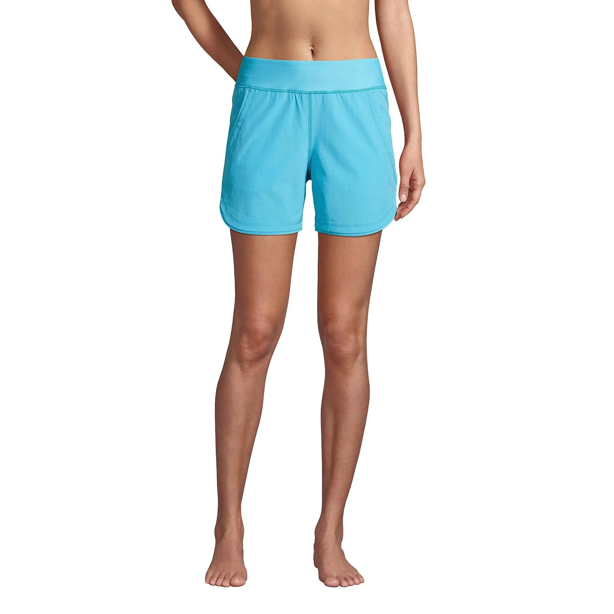 Lands' End Women's 5" Board Shorts with Panty - 12 - Turquoise