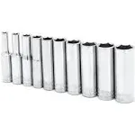 Crescent Assorted Sizes X 1/4 in. drive Metric 6 Point Deep Well Socket Set 10 pc