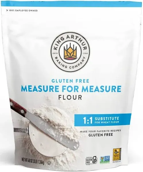 King Arthur Measure for Measure Gluten-Free Flour: All-Purpose 1:1 Substitute for Wheat Flour, Non-GMO, Kosher Certified, 3 lbs Bag for Baking Cookies, Cakes, Muffins