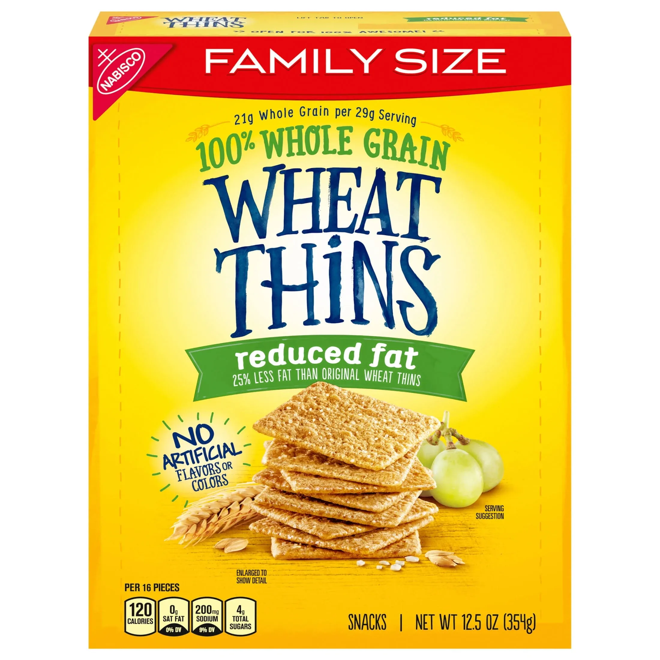 Wheat Thins Snacks, Reduced Fat, Family Size - 12.5 oz