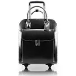 McKlein Uptown Leather Wheeled Laptop Briefcase - Black