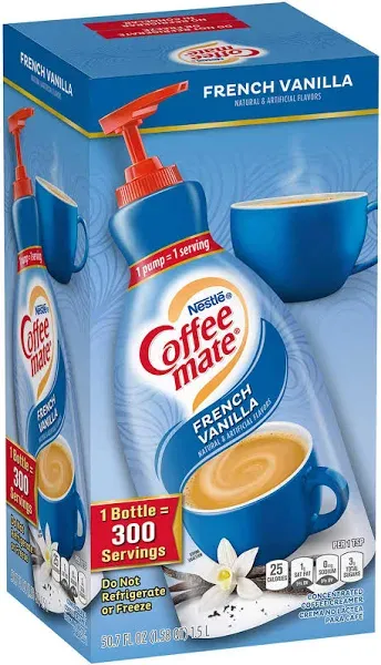 Nestle Coffee Creamer, French Vanilla, Concentrated Liquid Pump Bottle, Non D...