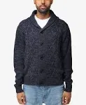 X-Ray Men's Shawl Collar Cable Knit Cardigan - Navy