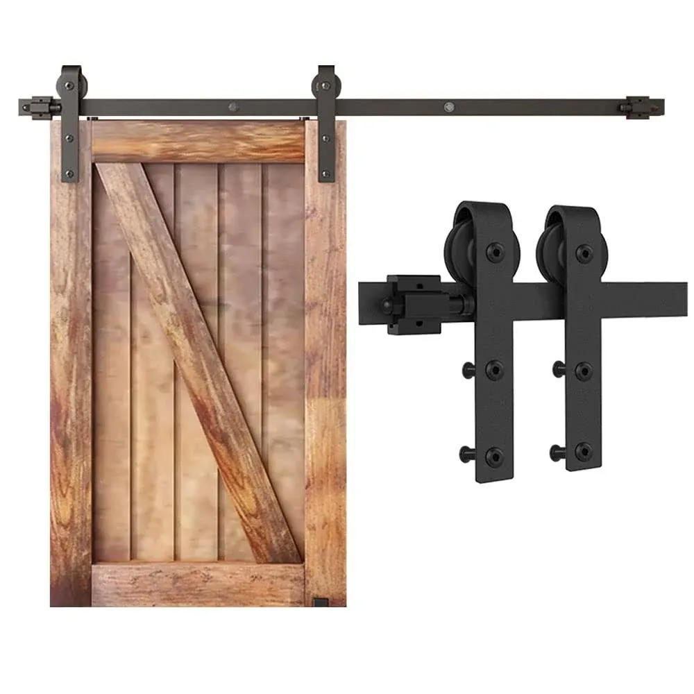 4FT Mini Sliding Barn Door Hardware Kit Closet Cabinet 48" Track System Carbon Steel Basic Roller Hanger for Single 24" Wide Door Panel