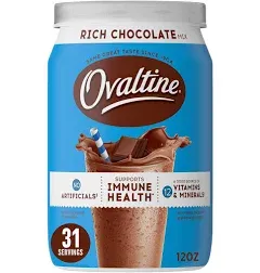 (4 pack) Ovaltine Rich Chocolate Drink Mix Powdered Drink Mix for Hot and Cold Milk, 18 oz