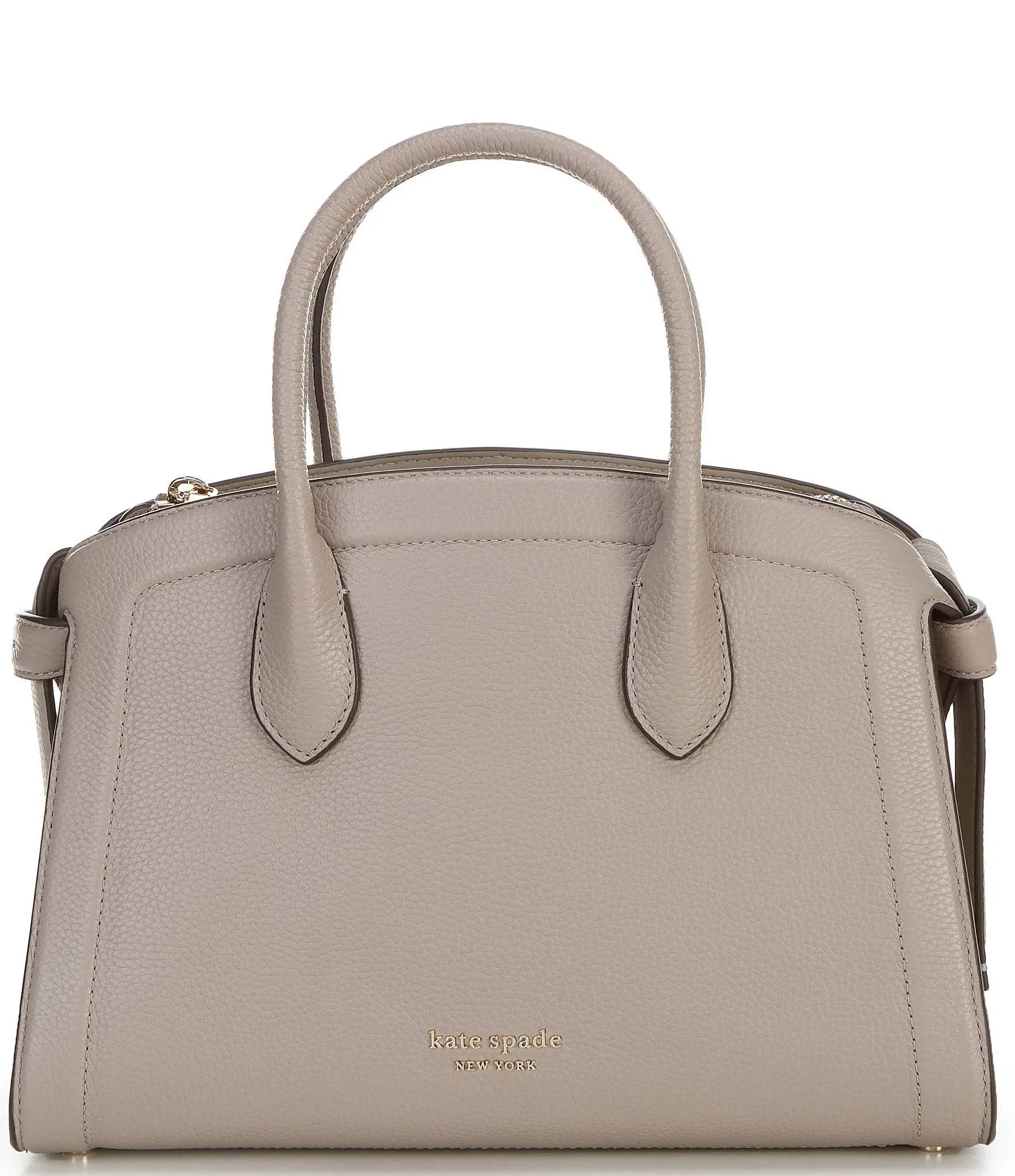 Kate Spade New York Knott Pebbled Leather Medium Zip Top Satchel Bag - Warm Taupe