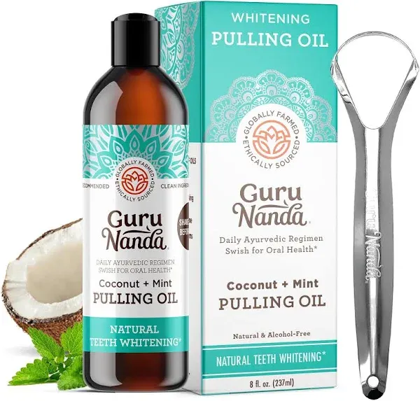 GuruNanda Oil Pulling Mouthwash Original Ayurvedic Blend for Healthy 8.45 Fl oz