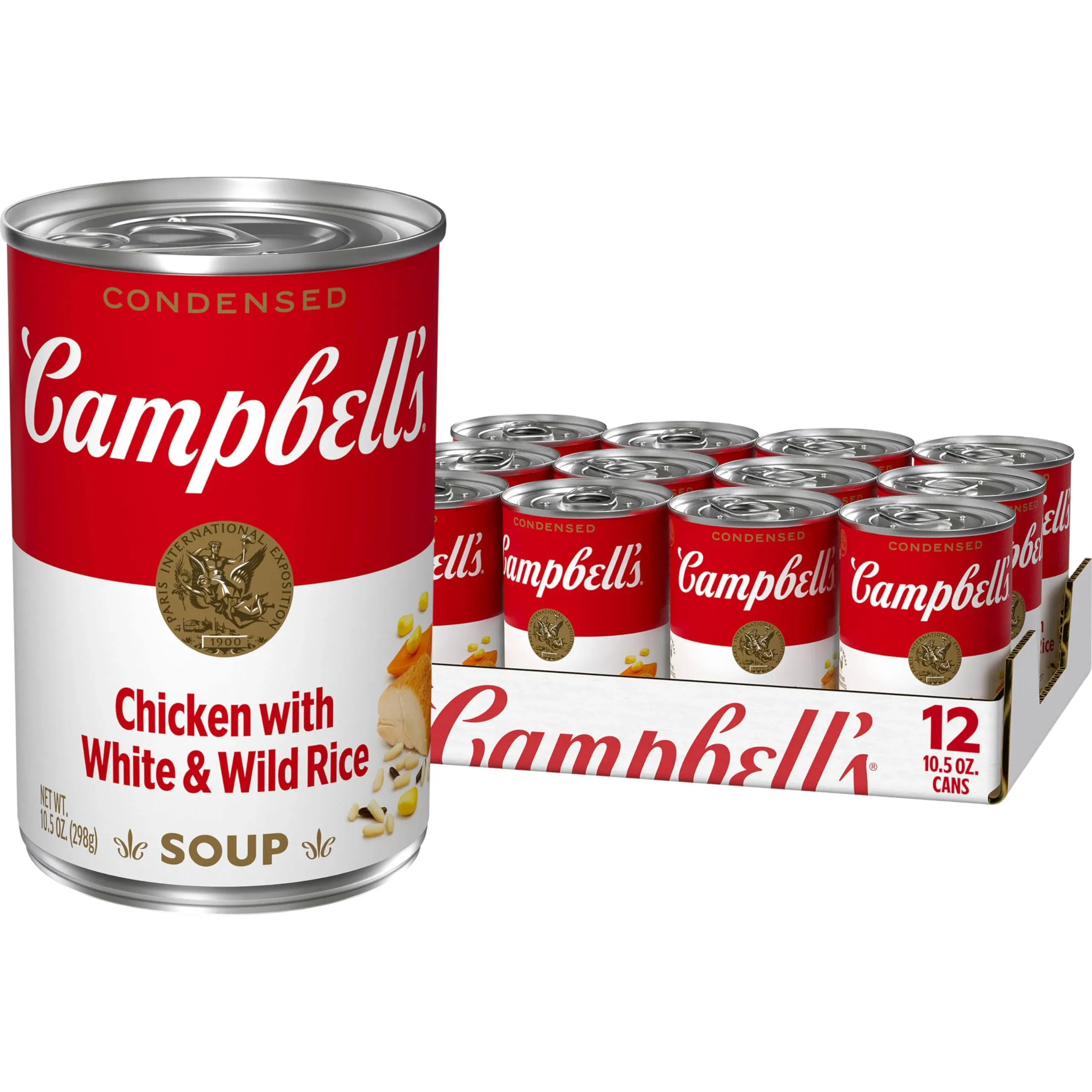 Campbell's Condensed Chicken and Rice Soup With White and Wild Rice, 10.5 oz Can (12 Pack)