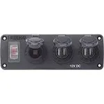 Blue Sea 4365 Water Resistant USB Accessory Panel - 15A Circuit Breaker, 12V Socket, 2x 2.1A Dual