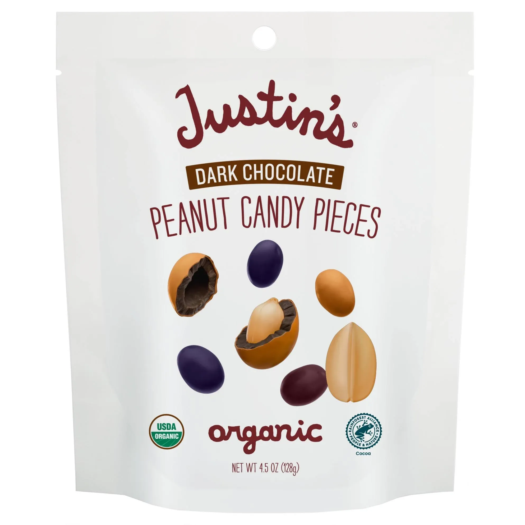 Justin's Candy Pieces Organic Gluten Free Dark Chocolate Peanut Butter 4.5 oz