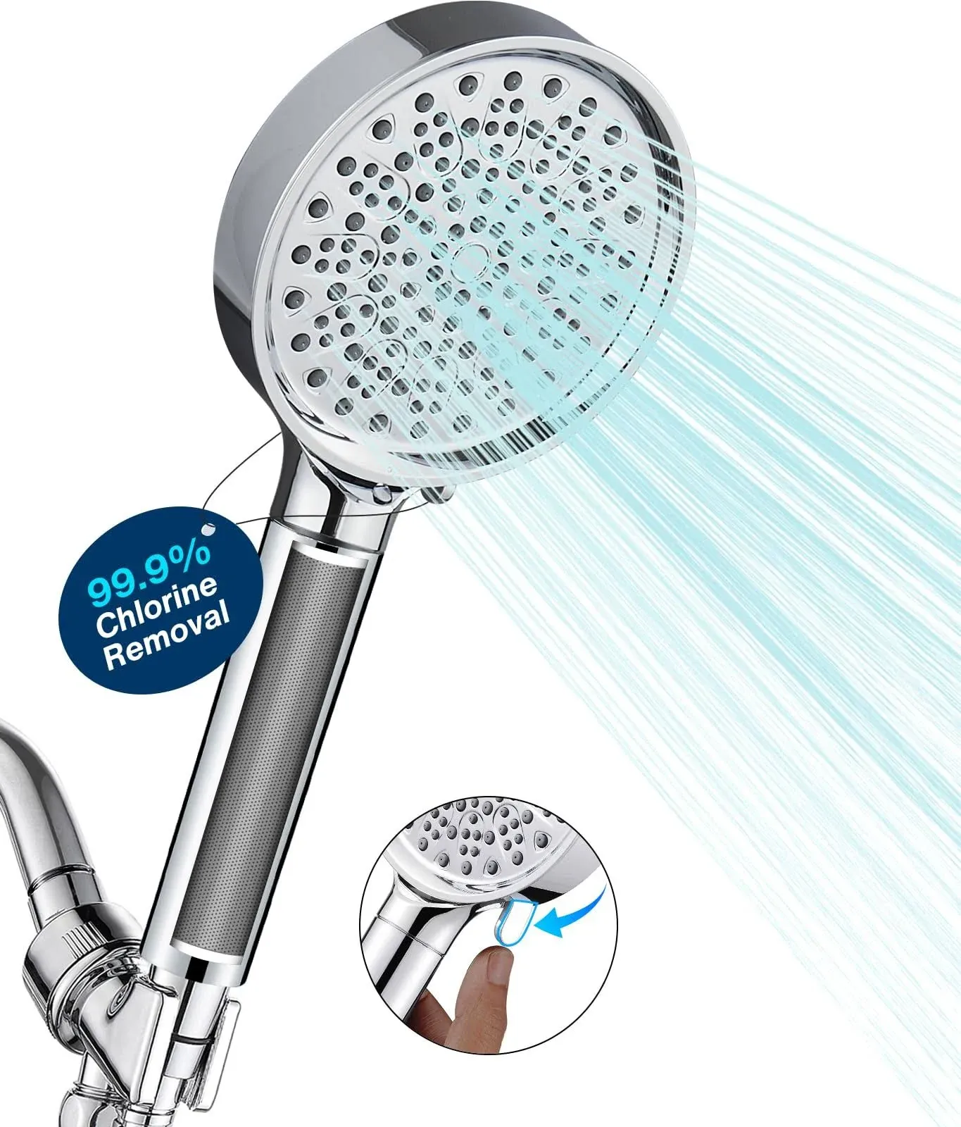 Cobbe Filtered Shower Head with Handheld - Filters Over 99% Of Chlorine - 2.0 Carbon Shower Head Filter System - Water Softener Filters Beads for Hard Water - Reduces Dry Itchy Skin, Brushed nickel