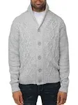 X-Ray Men's Shawl Collar Cable Knit Cardigan - Oatmeal