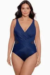 Miraclesuit Plus Size Crossover One Piece Swimsuit Soft Cup Bra Black 20W