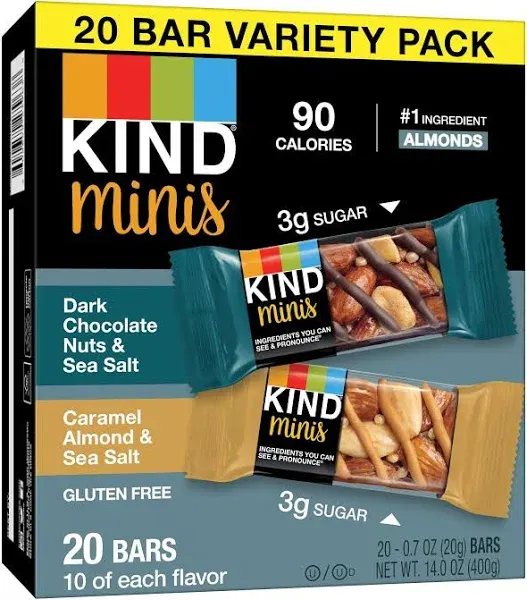 Kind - Minis, Dark Chocolate Nuts/Sea Salt, 0.7 oz, 10/Pack