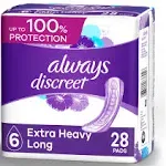 Always Discreet Incontinence Pads for Women and Postpartum Pads, Extra Heavy, 33 CT, up to 100% Bladder Leak Protection