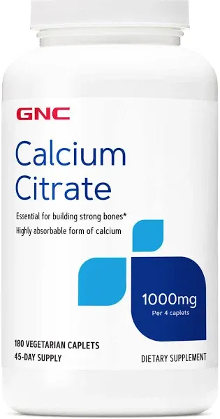 GNC Calcium Citrate 1000 mg, 180 Vegetarian Caplets