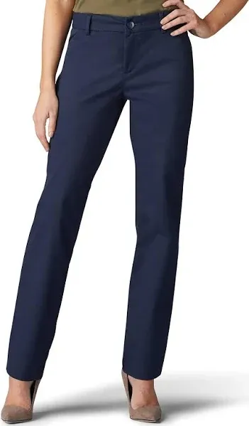 Lee Women's Relaxed Fit Straight Leg Mid Rise All Day Pants - Imperial Blue