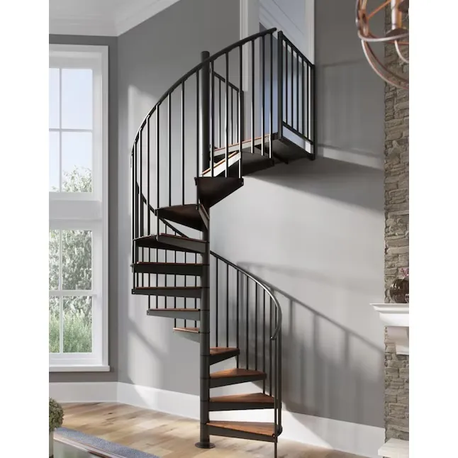 Condor Black Interior 60in Diameter, Fits Height 85in - 95in, 2 36in Tall Platform Rails Spiral Staircase Kit