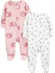 Simple Joys by Carter's Baby Girls' 2-Way Zip Thermal Footed Sleep and Play, Pack of 2