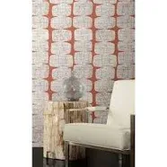 Mid-Century Beads Peel and Stick Wallpaper, Orange and White