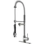 VIGO Zurich 27" H Single Handle Pull-Down Sprayer Kitchen Faucet, Stainless Steel, With Deck Plate