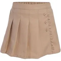 Nautica Girls' School Uniform Pleated Pull-on Scooter Skirt with Undershorts, Knit Waistband