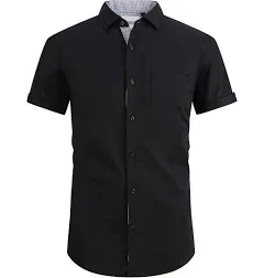 Esabel.C Mens Short Sleeve Dress Shirts Regular Fit Casual Button Down Shirts