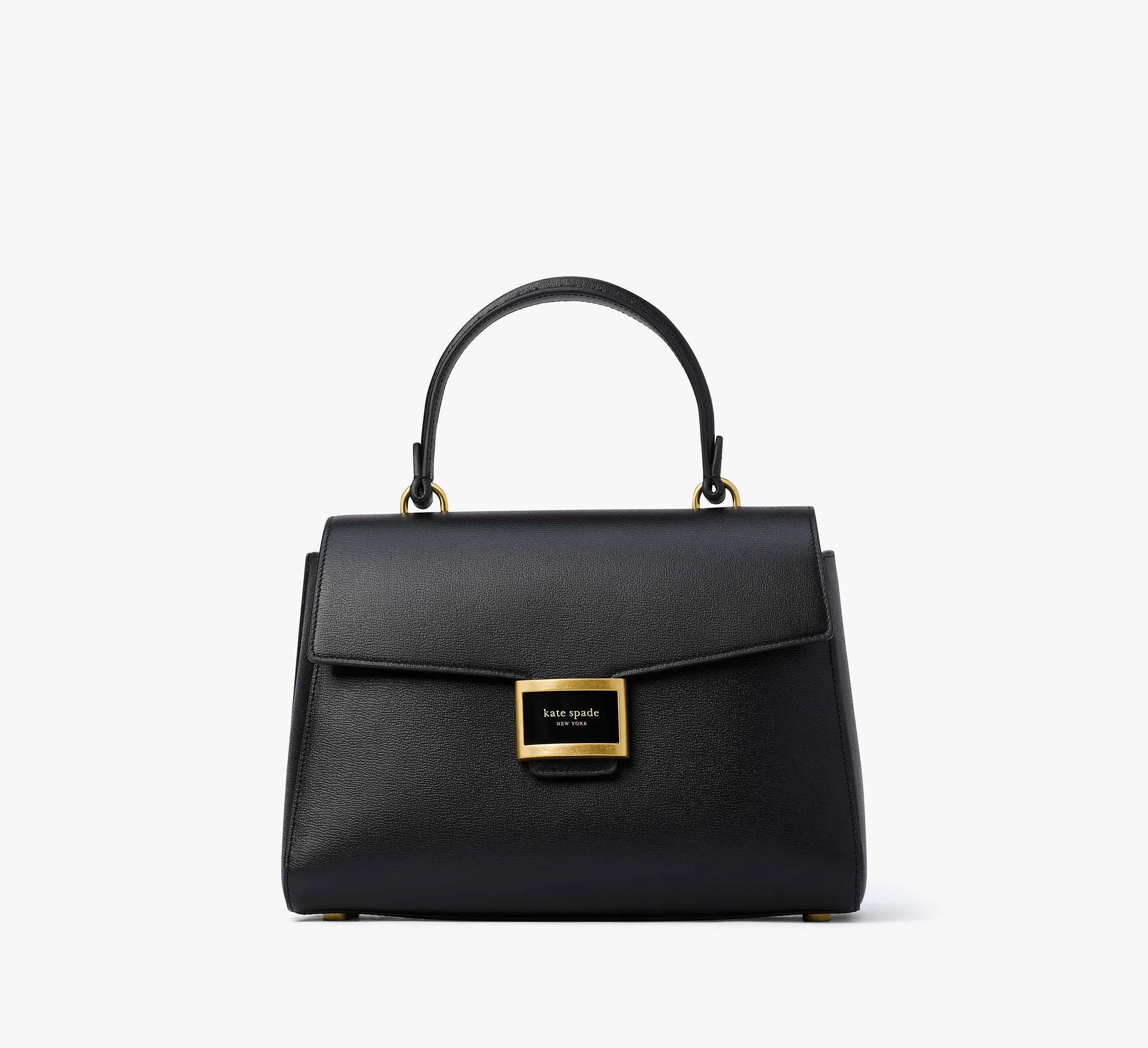 Kate Spade New York Katy Textured Leather Medium Top Handle Bag Black