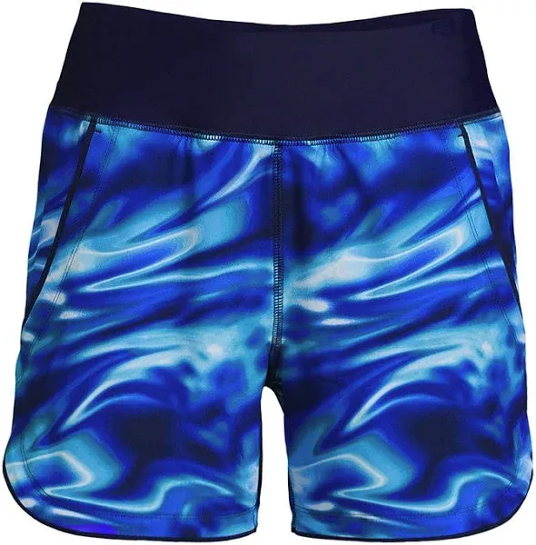 Lands' End Women's 5" Quick Dry Swim Shorts with Panty - 18 - Electric Blue Multi/Swirl