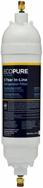 EcoPure EPINL30 5 Year in-Line Refrigerator Filter-Univers<wbr/>al Includes Both 1/...