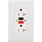 POWAWINI GFCI Outlet 20 Amp, UL Listed, Self-Test, LED Indicator, Weather Resistant, Tamper-Resistant Receptacle with Decor Wall Plates and Screws, Indoor or Outdoor Use, Red/Black Button