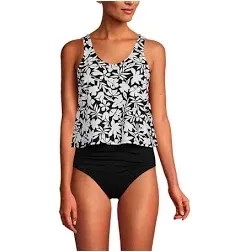 NWT Lands&#x27; End Women&#x27;s Chlorine Resistant V-Neck One Piece Swimsuit sz LG