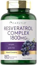 Carlyle Resveratrol Supplement 1800mg 180 Capsules