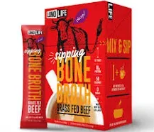 LonoLife Grass Fed Beef Bone Broth 10 Grams Protein, 10 Stick Packs