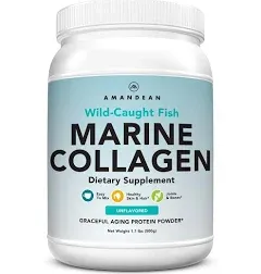 Amandean Premium Anti-Aging Marine Collagen Peptides Powder. 500g Wild-Caught Hydrolyzed Fish Collagen Supplement. Type 1 & 3 Collagen Protein. 18