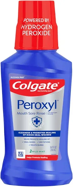 Colgate Peroxyl Antiseptic Mouth Sore Rinse, Alcohol Free, 1.5% Hydrogen Peroxid