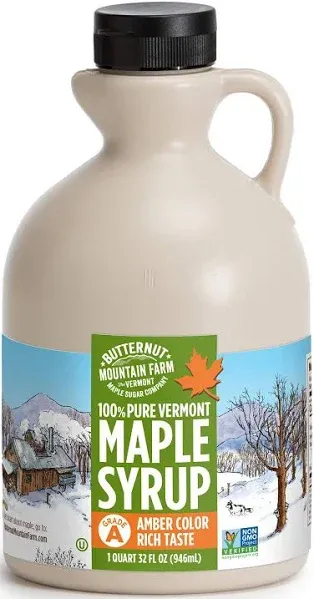 Butternut Mountain Farm 100% Pure Organic Maple Syrup From Vermont, Grade A (Prev. Grade B), Dark Color, Robust Taste, All Natural, Easy Squeeze, 12 Fl Oz (Pack of 2)