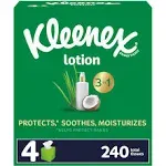 Kleenex Soothing Lotion Tissues, Coconut + Aloe, 3-Ply - 4 - 60 tissue cartons [240 tissues]