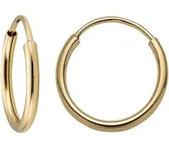 MAZZERI 14k Gold Hoop Earrings For Women and Men - Small - Hypoallergenic, Made in the USA - Solid 14 Karat Gold Hoop Earrings, Endless Closure - Yellow Gold or White Gold Hoop Earrings 14k Real Gold