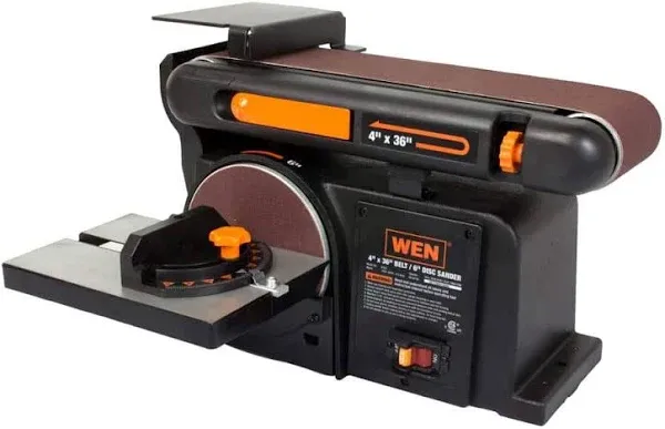 Wen 6502T 4.3-Amp 4 x 36 in. Belt and 6 in. Disc Sander with Cast Iron Base