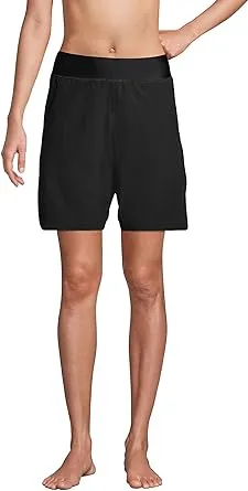 Lands' End Women's 9" Quick Dry Elastic Waist Modest Board Shorts Swim Cover-up Shorts