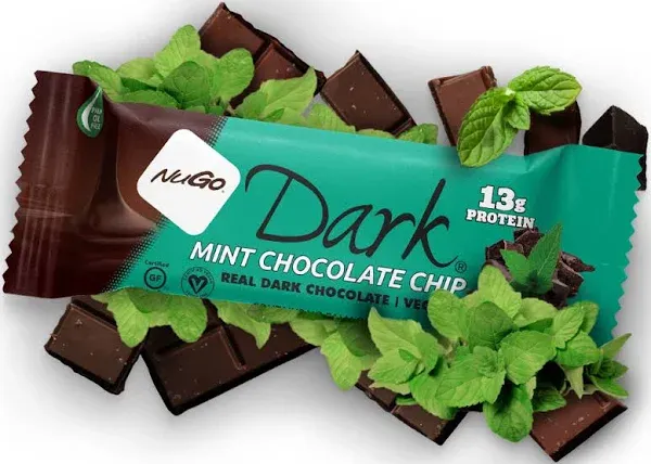 Nugo Dark Chocolate Chocolate Chip, 12g Vegan Protein, 200 Calorie, Gluten Free, 24 Count