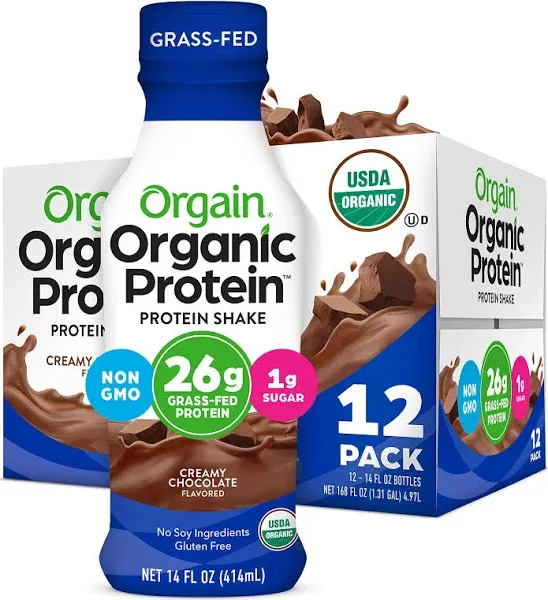 Orgain Organic 26g Grass Fed Whey Protein Shake, Creamy Chocolate - Meal Replace