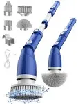 iDOO Electric Spin Scrubber, Scrub Brush Shower Scrubber with Long Handle for Cleaning, Cordless Power Cleaner Brush with 4 Heads for Bathroom, Batht