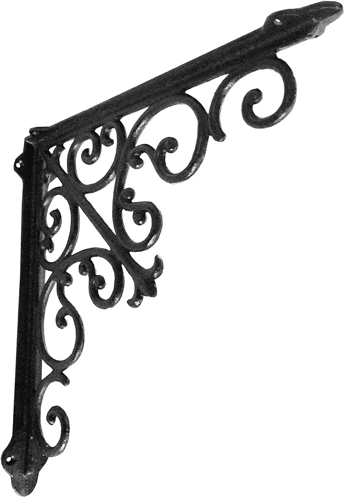 NACH Victorian Antique Black Shelf Brackets 14 inch, Decorative Shelf Brackets for Wood Shelves, Heavy Duty Shelf Brackets, Wall Shelf Brackets Heavy Duty, Floating Shelf Brackets, JS-90-063