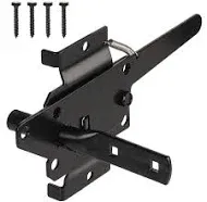 JIAHOO Post Mount Gate Latch for Wooden Fence - Heavy Duty Self Locking Black 