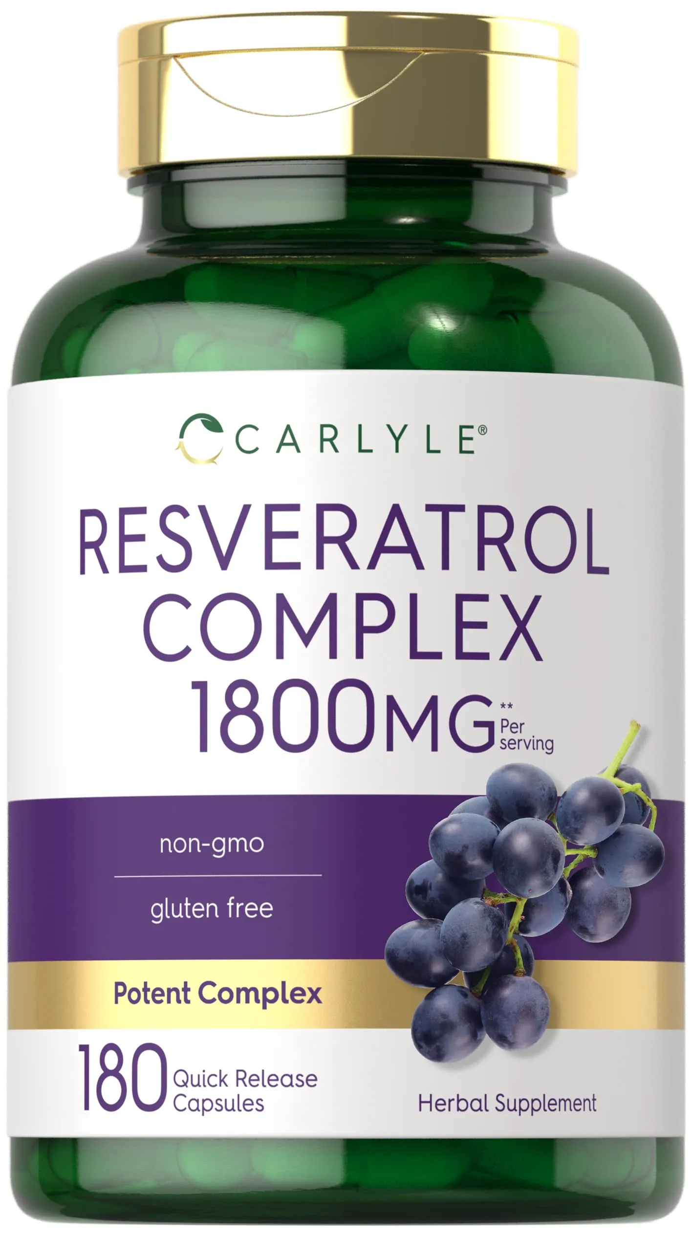 Carlyle Resveratrol Supplement 1800mg 180 Capsules