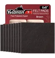 Yelanon Felt Furniture Pads, Furniture Pads Hardwood Floors 8" x 6" x 1/5" Self Adhesive, Cuttable Felt Chair Pads, Anti Scratch Floor Protectors for Furniture Legs Furniture Couch Felt Feet, Black